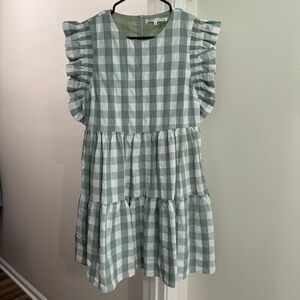 English Factory Gingham green dress, small